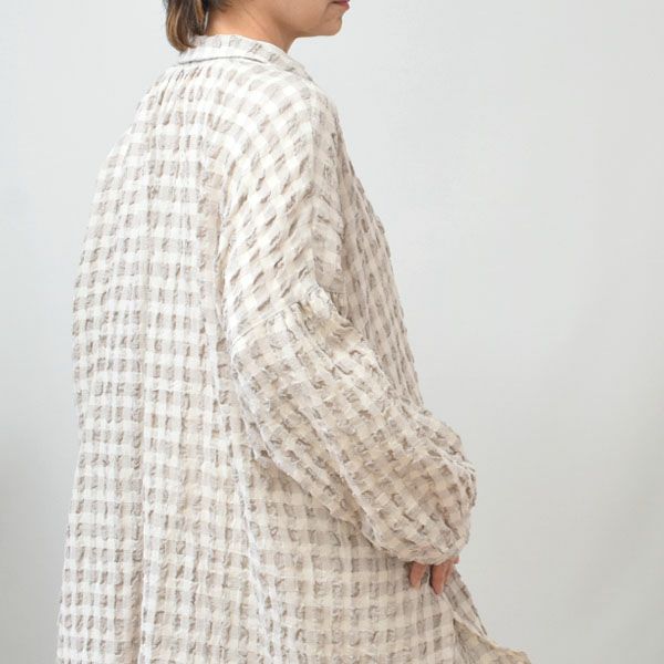 オーガニックコットン＆リネン パフスリーブブラウス