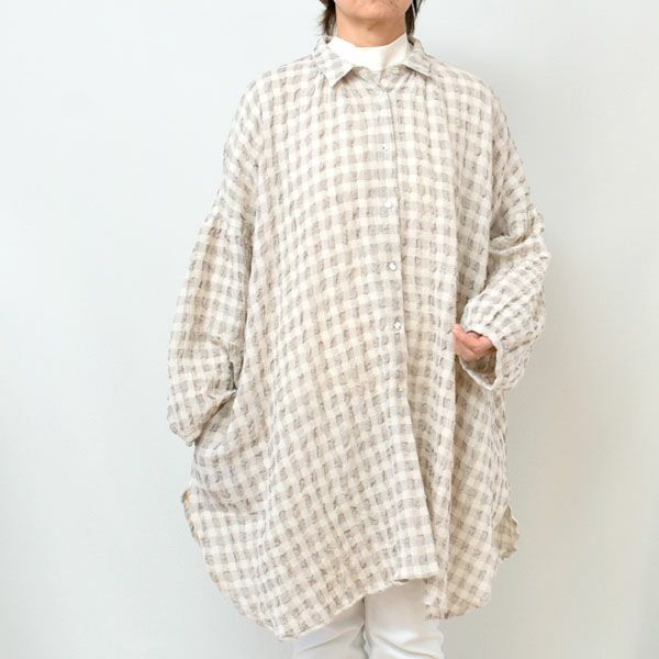 オーガニックコットン＆リネン パフスリーブブラウス