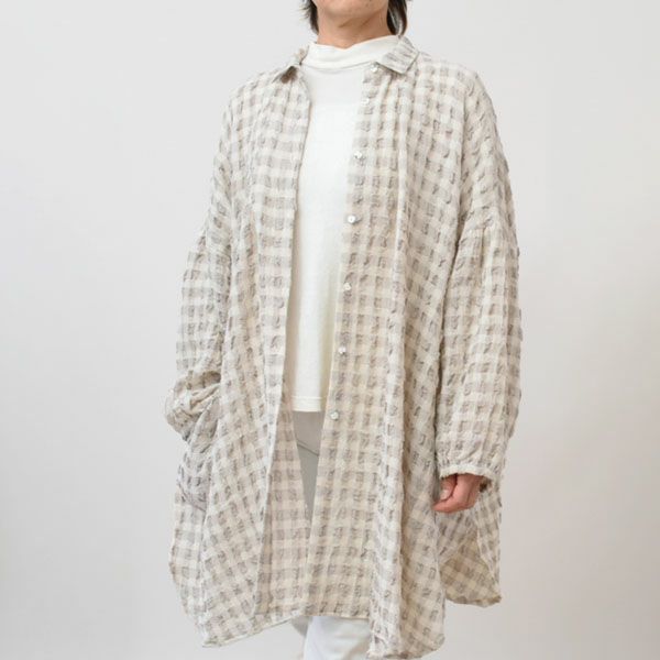 オーガニックコットン＆リネン パフスリーブブラウス