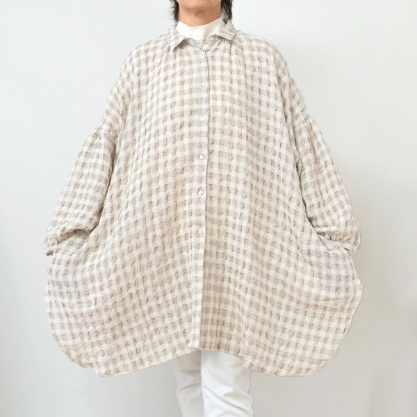 オーガニックコットン＆リネン パフスリーブブラウス