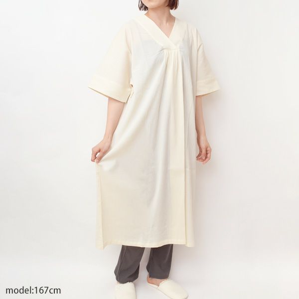 オーガニックコットン 楊柳ドルマンスリーブネグリジェ