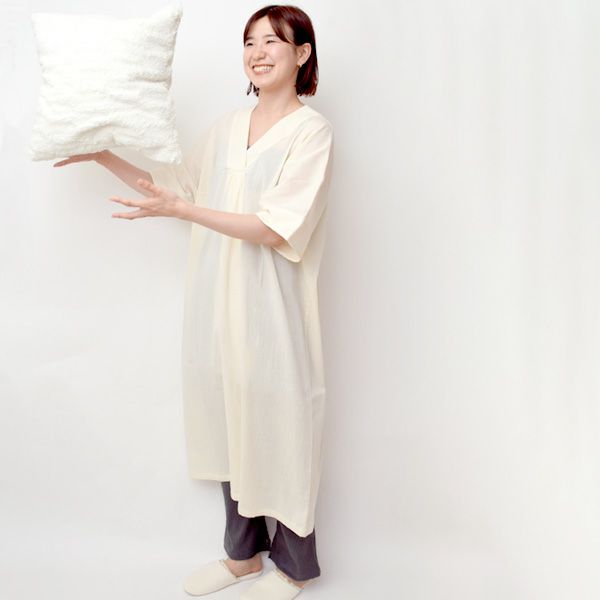 オーガニックコットン 楊柳ドルマンスリーブネグリジェ
