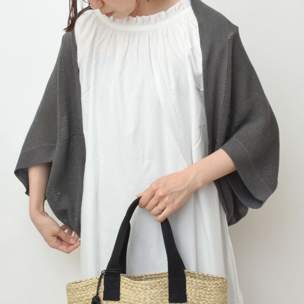 オーガニックコットン＆リネン草木染めメッシュボレロ