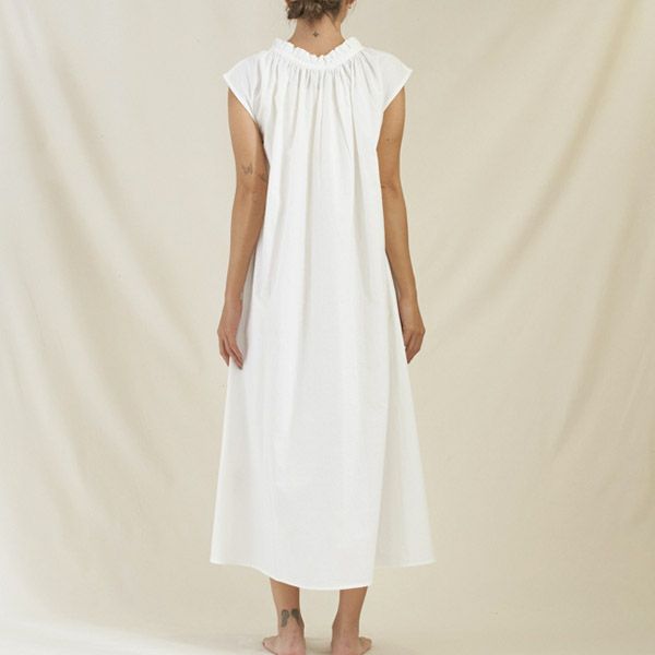 オーガニックコットン オックスフォードギャザードレス