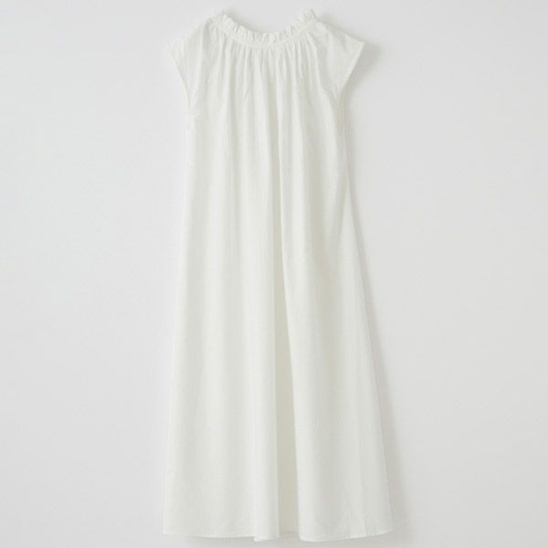 オーガニックコットン オックスフォードギャザードレス