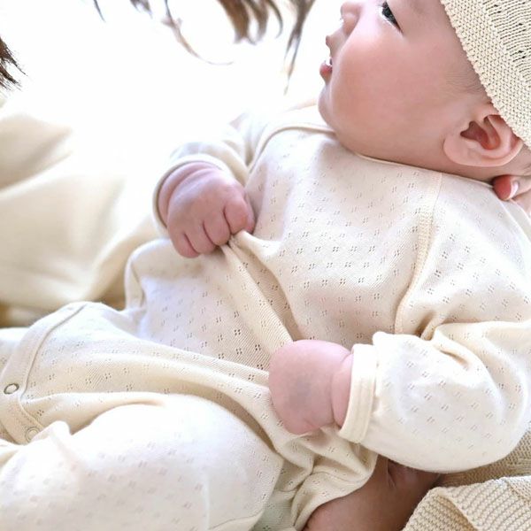 オーガニックコットン 新生児用薄手カバーオール