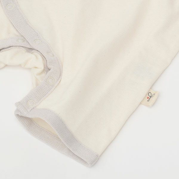 オーガニックコットン ニットトリミング半袖ロンパース