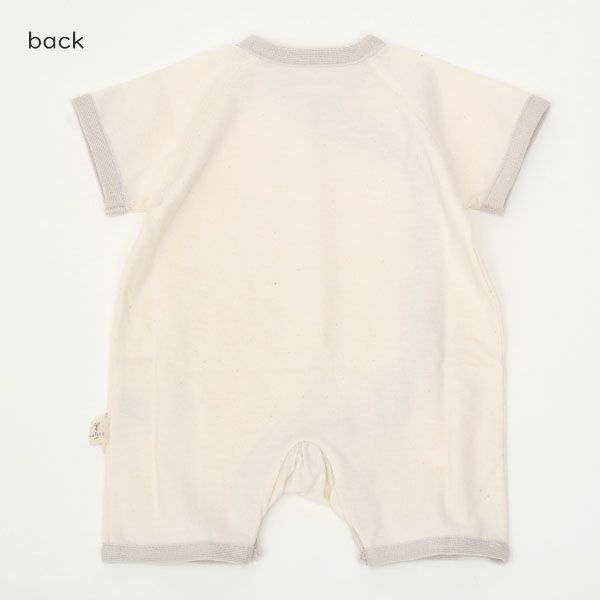 オーガニックコットン ニットトリミング半袖ロンパース
