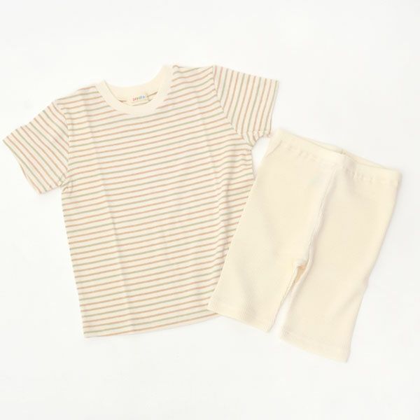 オーガニックコットン キッズボーダーT＆ワッフルショートパンツ