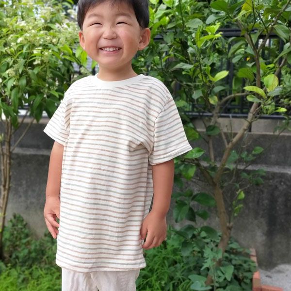オーガニックコットン キッズボーダーT＆ワッフルショートパンツ