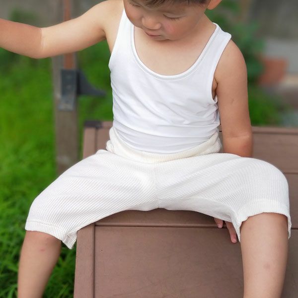 オーガニックコットン キッズボーダーT＆ワッフルショートパンツ