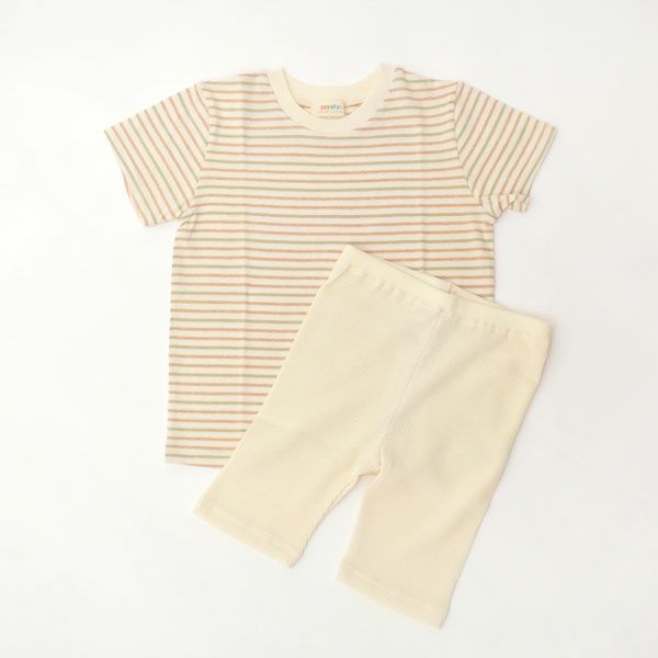 オーガニックコットン キッズボーダーT＆ワッフルショートパンツ