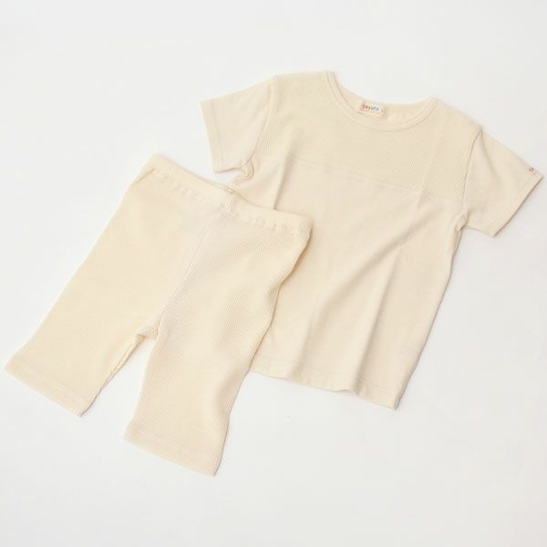 オーガニックコットン キッズワッフル半袖T＆ショートパンツ
