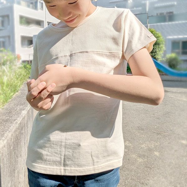 オーガニックコットン キッズワッフル半袖T＆ショートパンツ