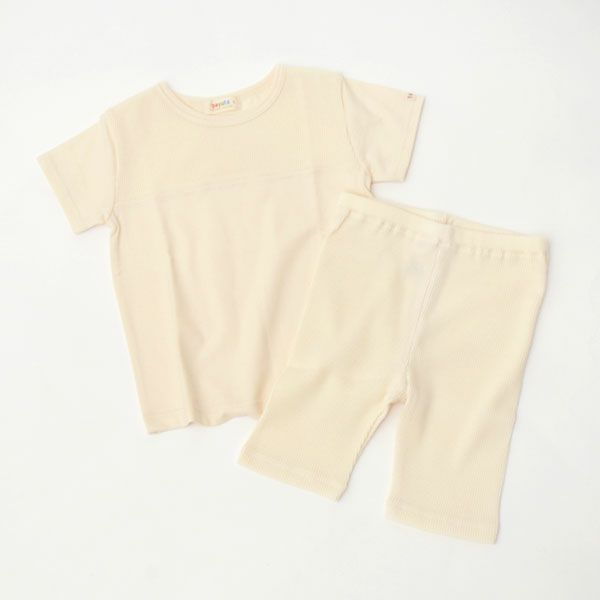 オーガニックコットン キッズワッフル半袖T＆ショートパンツ