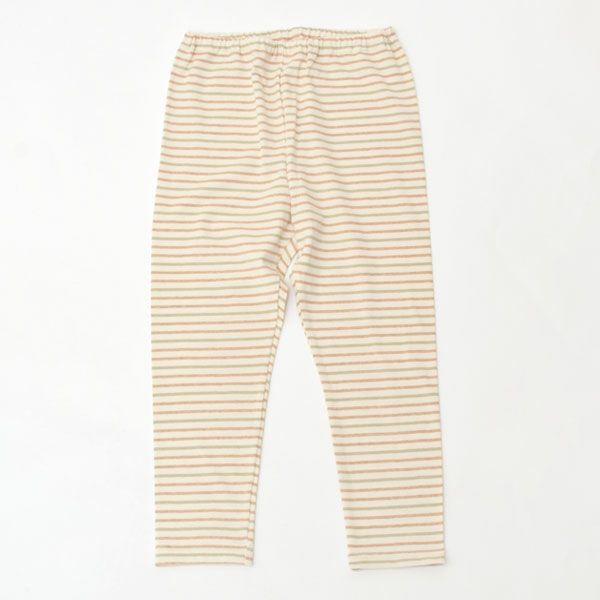 オーガニックコットン キッズワッフル半袖T＆ボーダーロングパンツ
