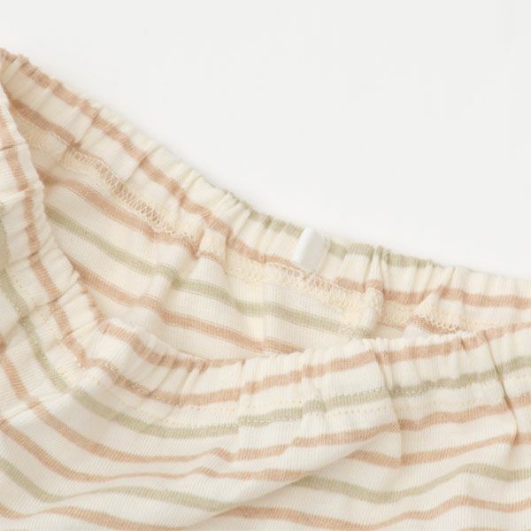 オーガニックコットン キッズワッフル半袖T＆ボーダーロングパンツ