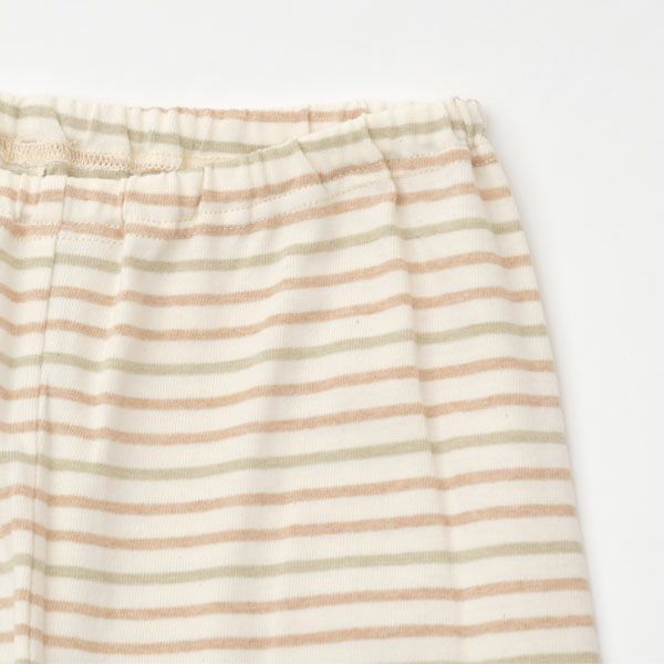 オーガニックコットン キッズワッフル半袖T＆ボーダーロングパンツ