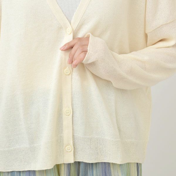 オーガニックコットン ペーパーコットン Vネックカーディガン