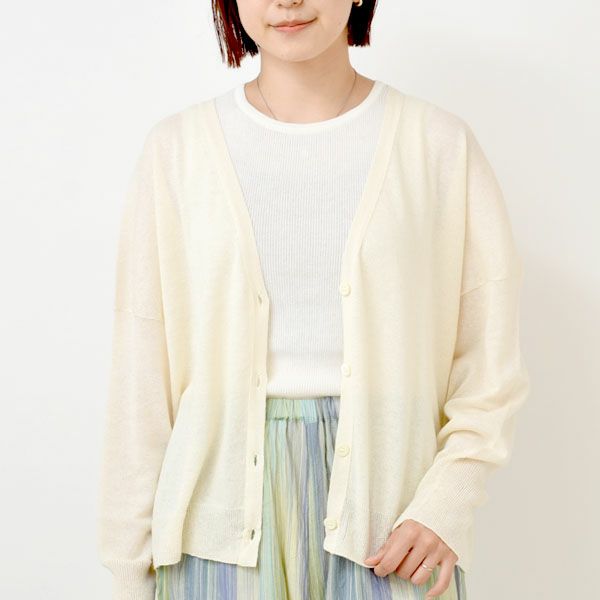 オーガニックコットン ペーパーコットン Vネックカーディガン