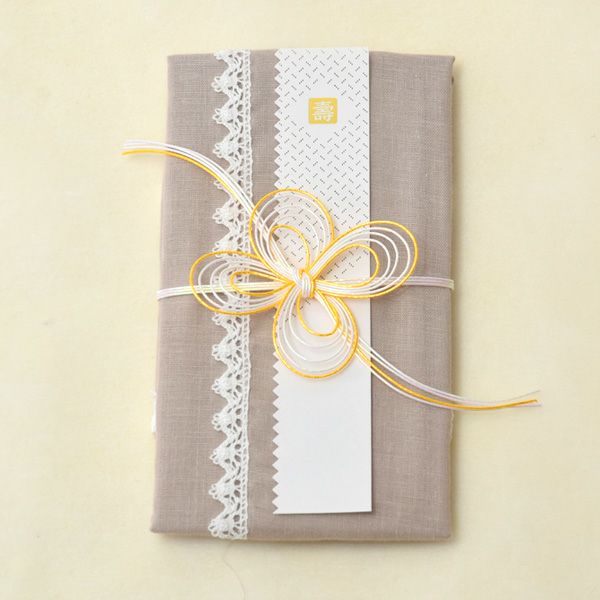 オーガニックコットンのハンカチで出来たご祝儀袋 クローバー金