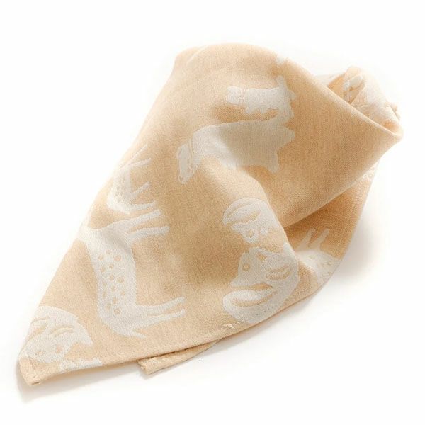 オーガニックコットン 富士山のどうぶつのおやこハンカチスタイ