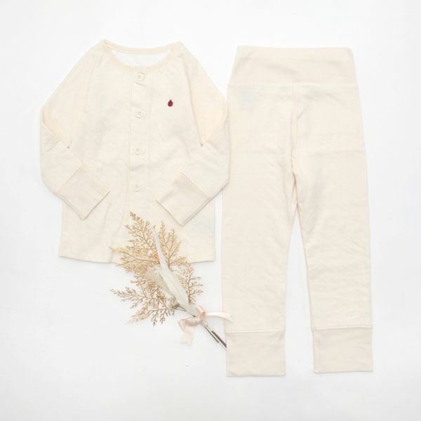 オーガニックコットン ベビーエアニット長袖パジャマ