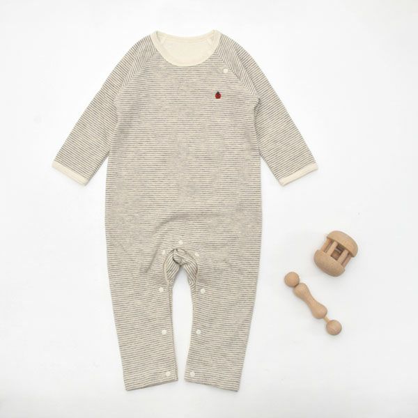 オーガニックコットン&ヤク ベビーエアニットボーダーカバーオール