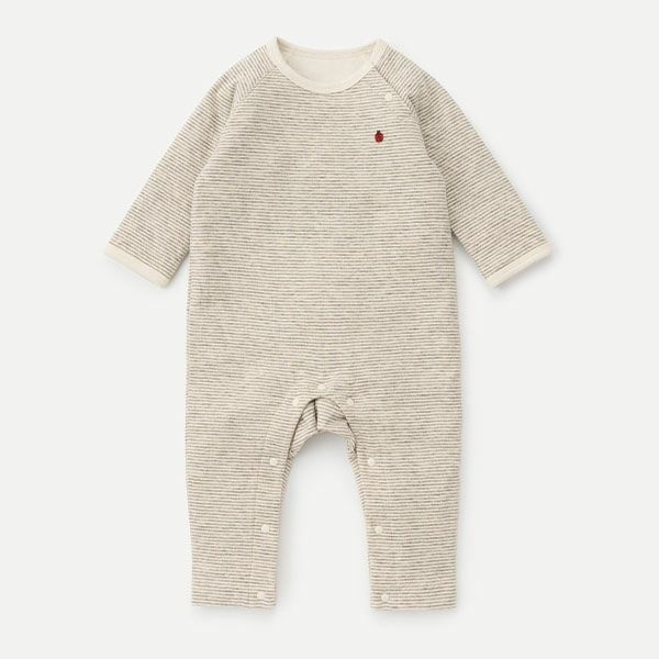 オーガニックコットン&ヤク ベビーエアニットボーダーカバーオール