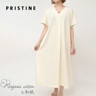オーガニックコットン ペーパーコットン天竺フロントタックワンピース