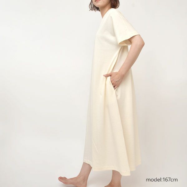 オーガニックコットン ペーパーコットン天竺フロントタックワンピース