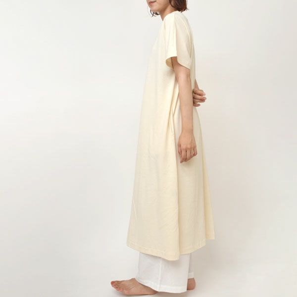オーガニックコットン ペーパーコットン天竺フロントタックワンピース