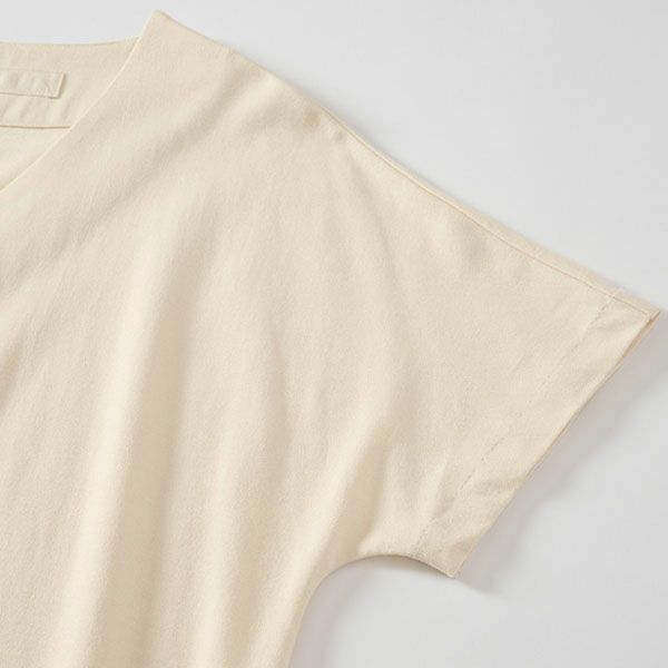 オーガニックコットン ペーパーコットン天竺フロントタックワンピース