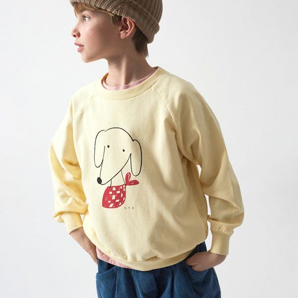 オーガニックコットン キッズスウェットラグランシャツDog