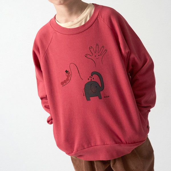 オーガニックコットン キッズスウェットラグランシャツHand