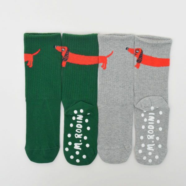 オーガニックコットン キッズソックスDog Anti-slip 2足組