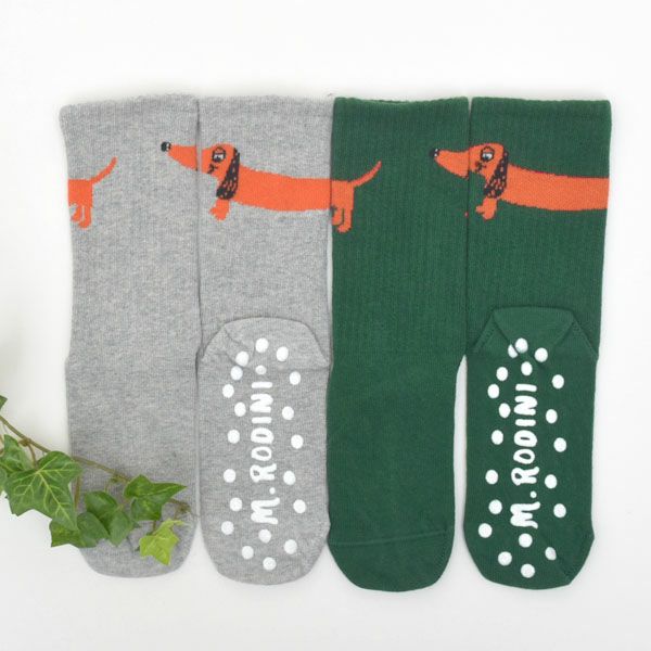 オーガニックコットン キッズソックスDog Anti-slip 2足組