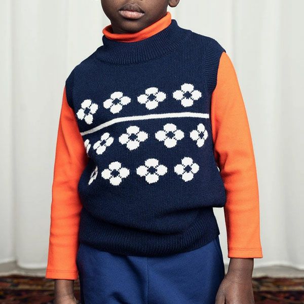 オーガニックコットン&ウールキッズFlowersベスト