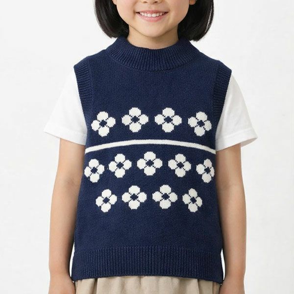 オーガニックコットン&ウールキッズFlowersベスト