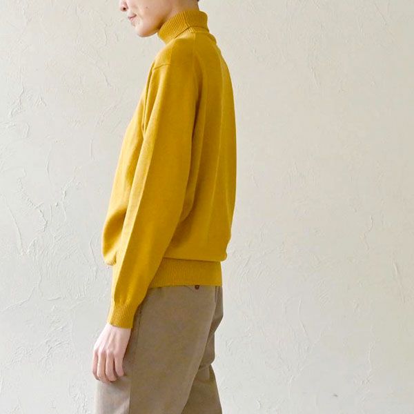 オーガニックコットン ユニセックスリブタートルニットトップ