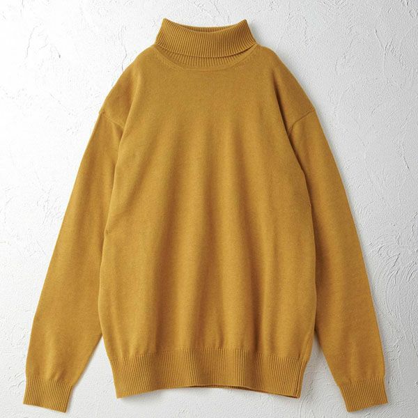 オーガニックコットン ユニセックスリブタートルニットトップ