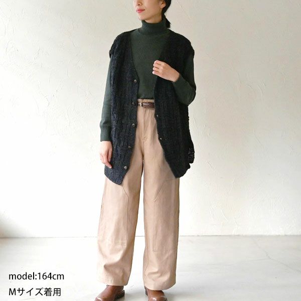 オーガニックコットン ユニセックスリブタートルニットトップ