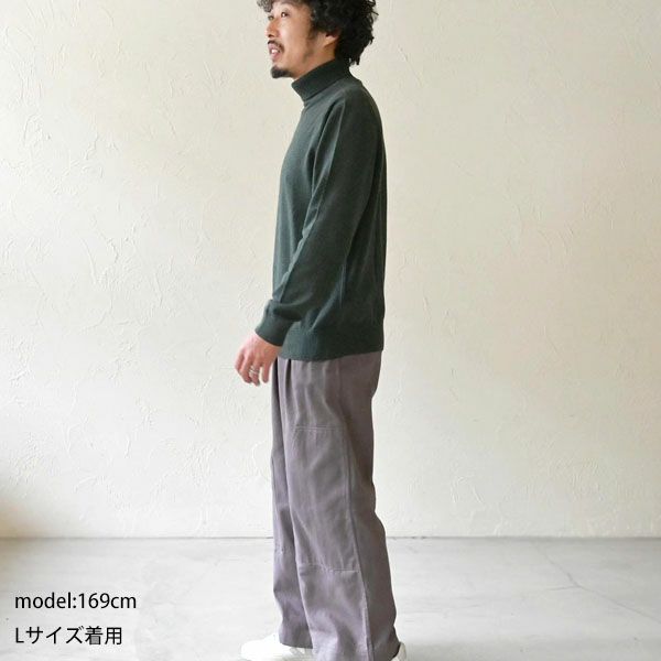 オーガニックコットン ユニセックスリブタートルニットトップ