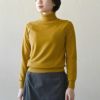 オーガニックコットン リブタートルネックニットトップ