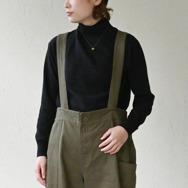 オーガニックコットン リブタートルネックニットトップ