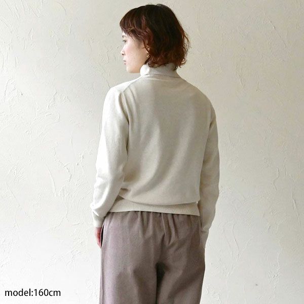 オーガニックコットン リブタートルネックニットトップ