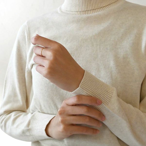 オーガニックコットン リブタートルネックニットトップ