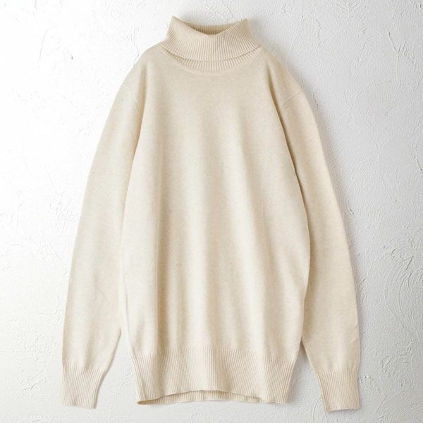 オーガニックコットン リブタートルネックニットトップ