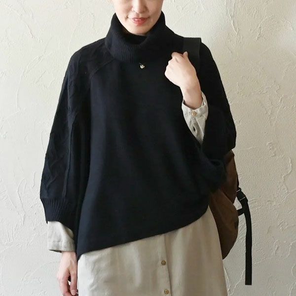 オーガニックコットン スパイスニットポンチョ