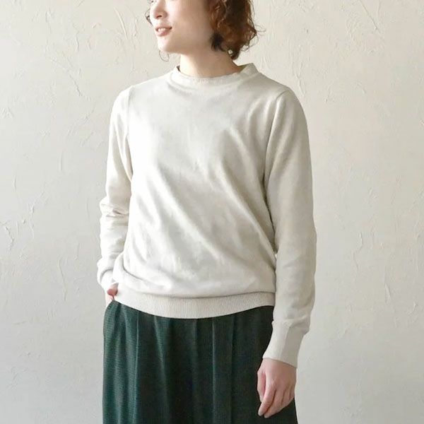 オーガニックコットン ラウンドネックニットトップ